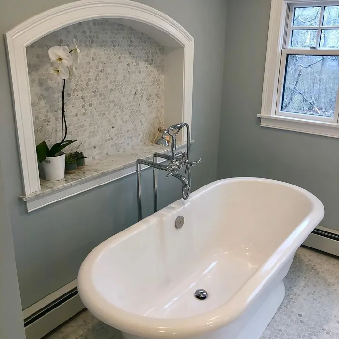 Benjamin Moore Palace Pearl bathroom color review