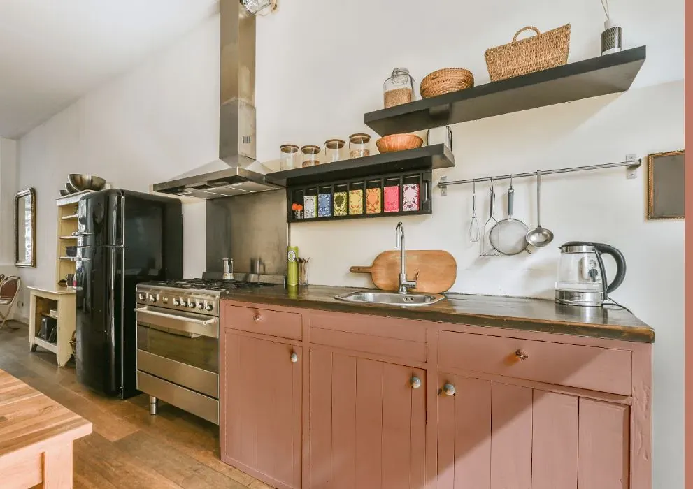 Benjamin Moore Palazzo Pink kitchen cabinets