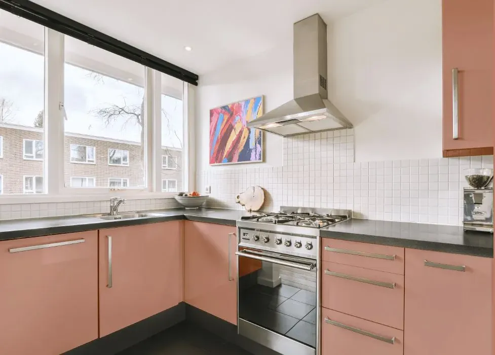 Benjamin Moore Palazzo Pink kitchen cabinets