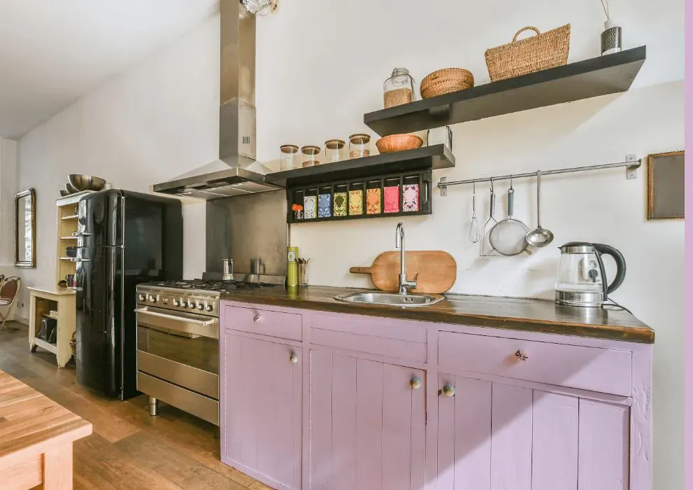 Benjamin Moore Pale Iris kitchen cabinets
