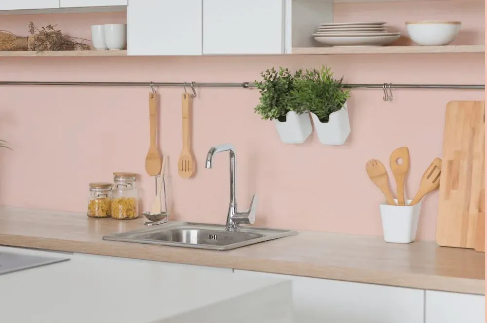 Benjamin Moore Pale Pink Satin kitchen backsplash