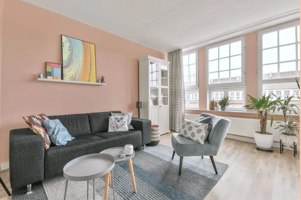 Benjamin Moore Pale Pink Satin living room walls