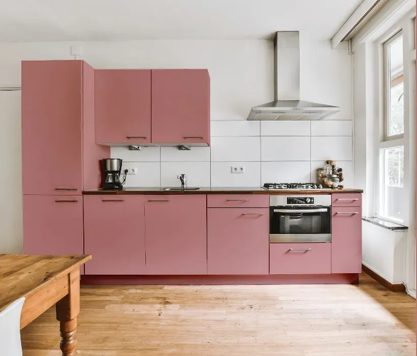 Benjamin Moore Palermo Rose kitchen cabinets