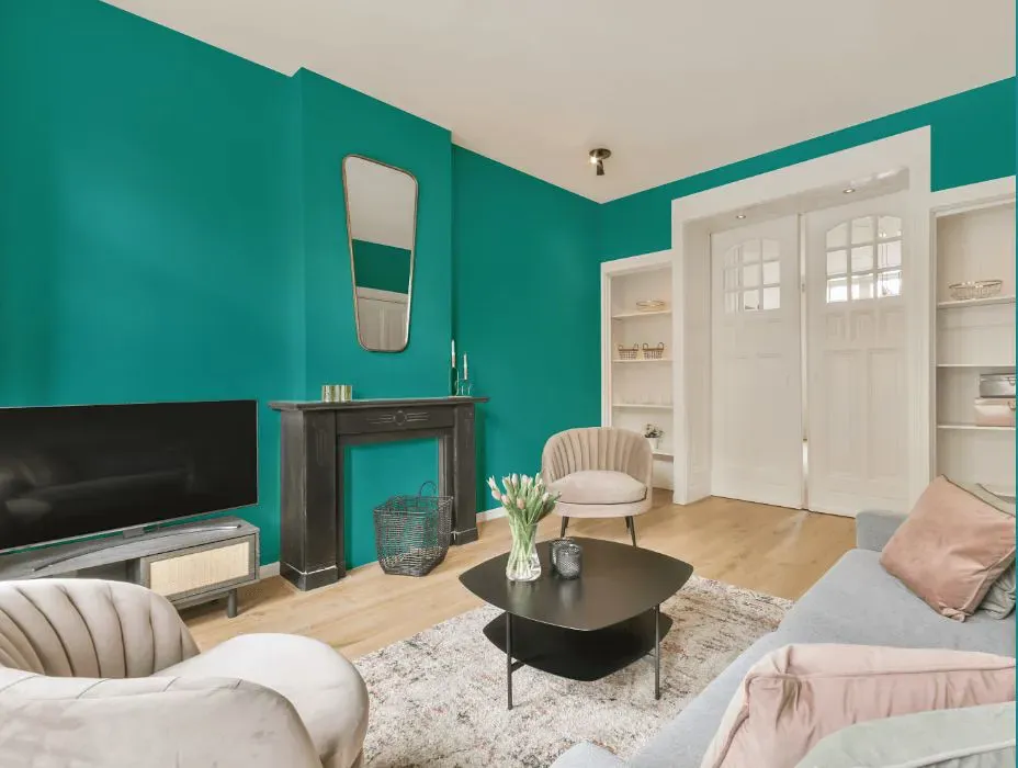 Benjamin Moore Palm Coast Teal victorian house interior