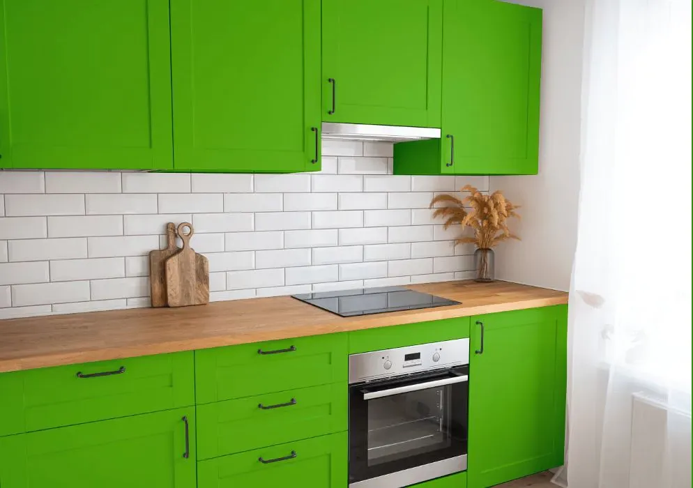 Benjamin Moore Paradise Green kitchen cabinets