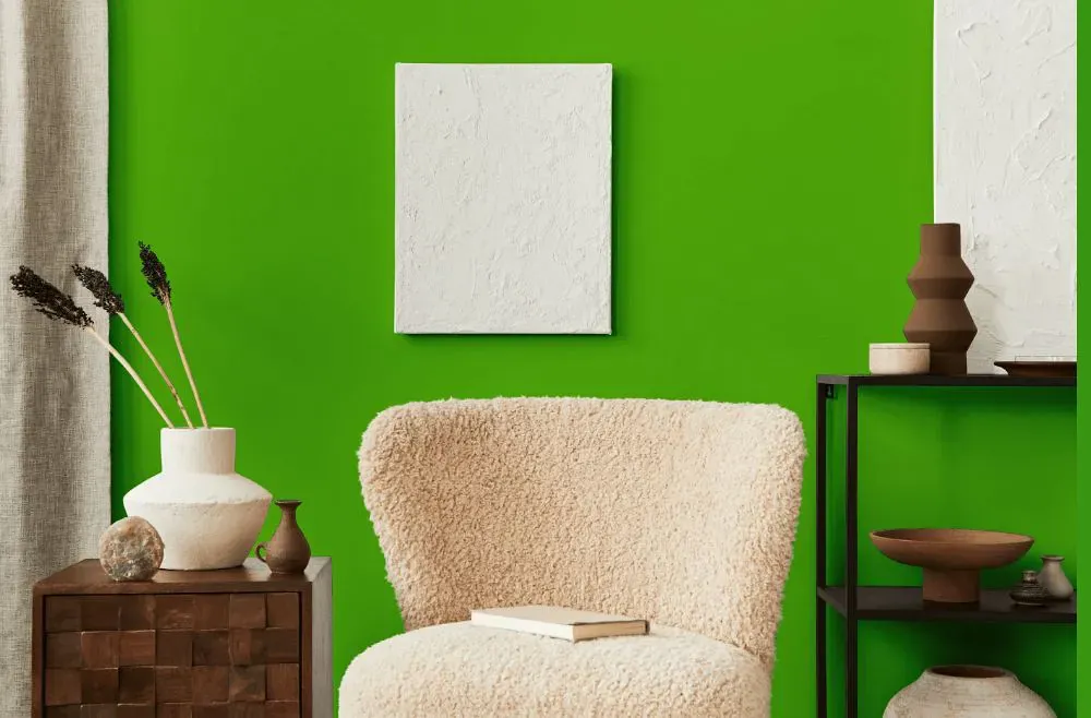 Benjamin Moore Paradise Green living room interior