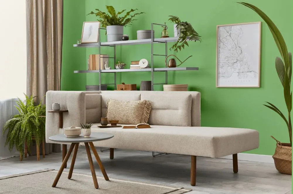 Benjamin Moore Paradise Hills Green living room