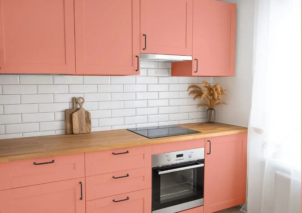 Benjamin Moore Paradise Peach kitchen cabinets