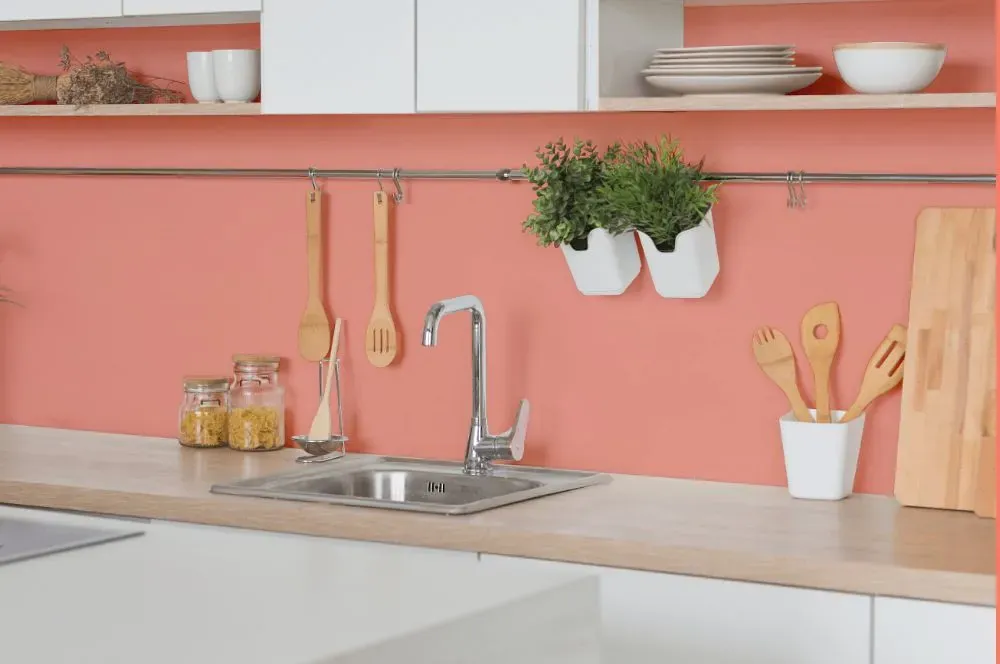 Benjamin Moore Paradise Peach kitchen backsplash