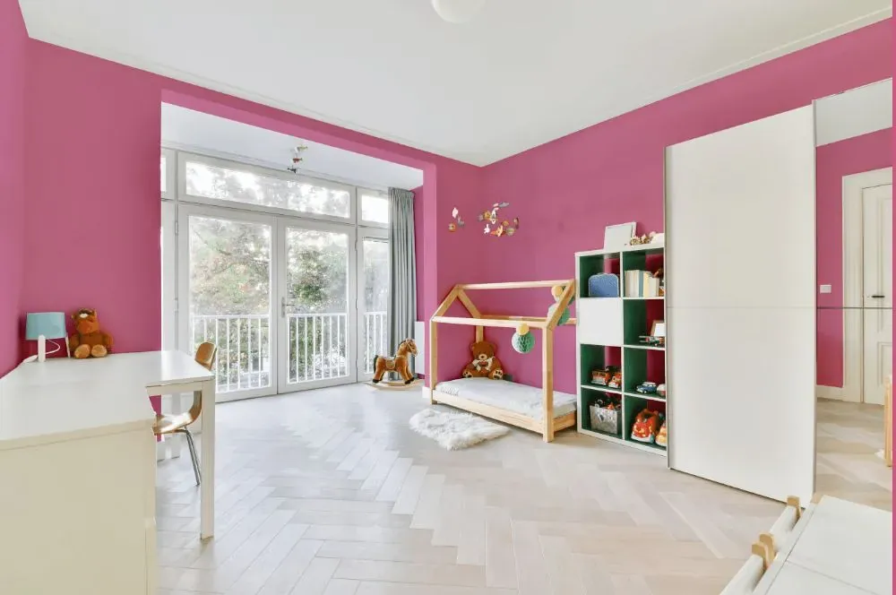 Benjamin Moore Paradise Pink kidsroom interior, children's room