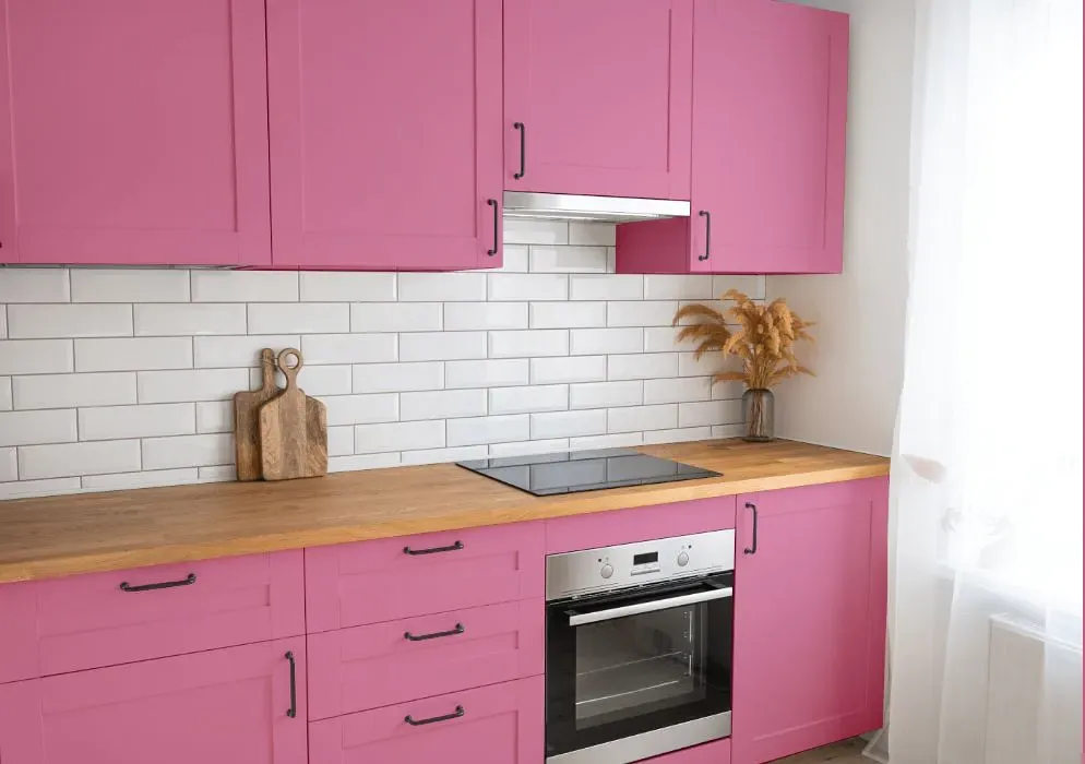 Benjamin Moore Paradise Pink kitchen cabinets