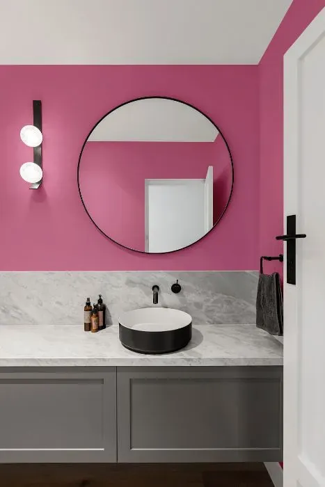Benjamin Moore Paradise Pink minimalist bathroom