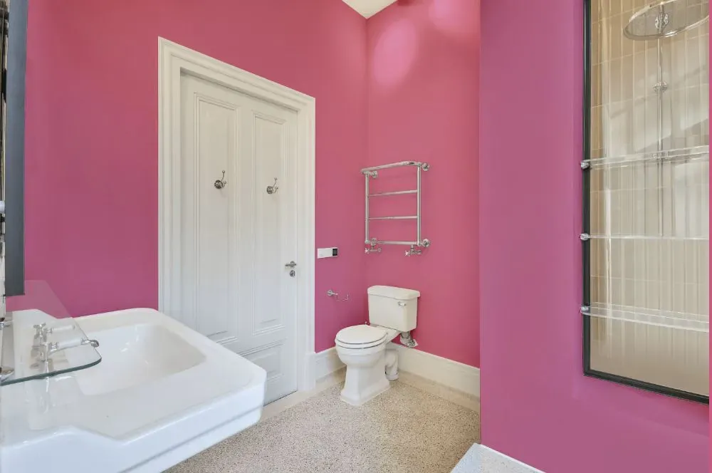 Benjamin Moore Paradise Pink bathroom