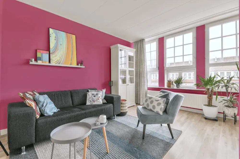Benjamin Moore Paradise Pink living room walls