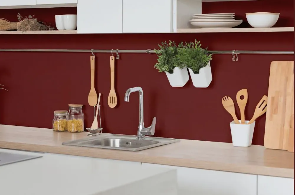 Benjamin Moore Parisian Red kitchen backsplash