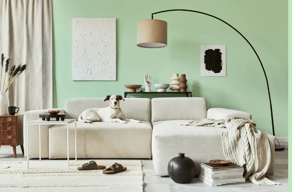 Benjamin Moore Parkside Dunes cozy living room