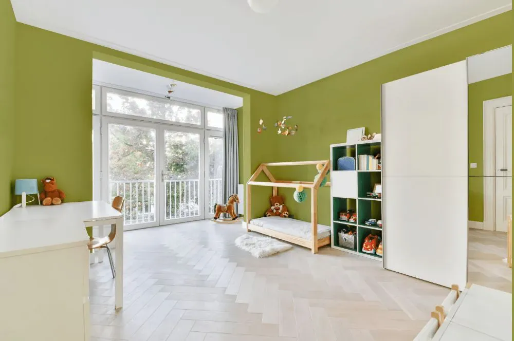 Benjamin Moore Parrot Green kidsroom interior, children's room