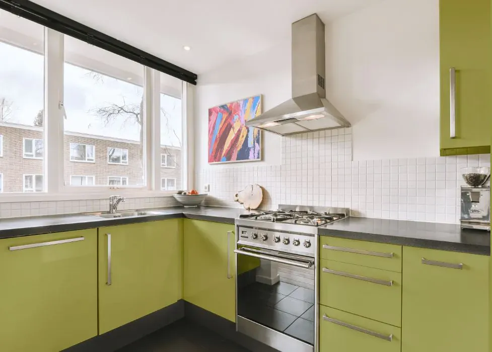 Benjamin Moore Parrot Green kitchen cabinets