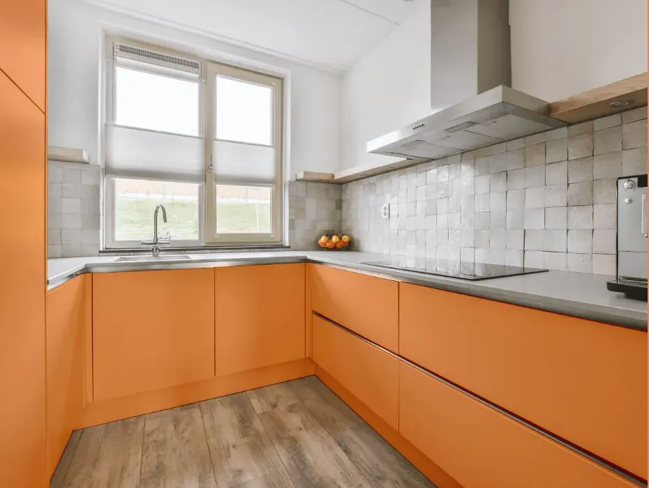Benjamin Moore Party Peach small kitchen cabinets