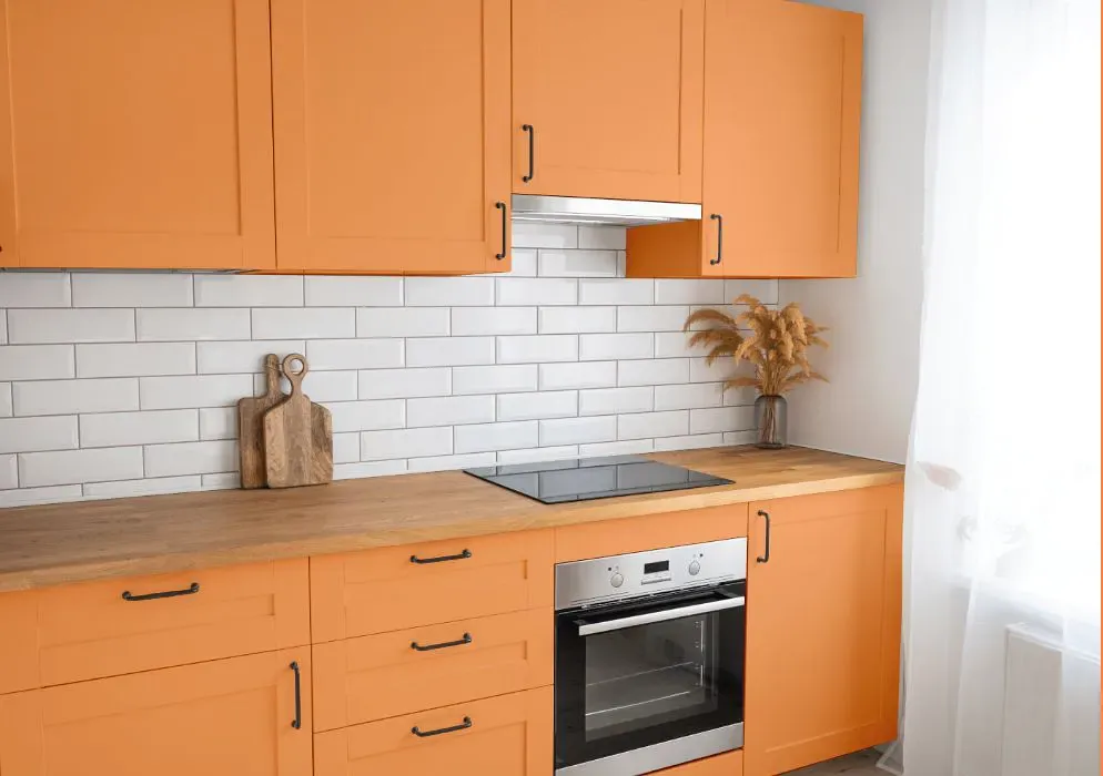 Benjamin Moore Party Peach kitchen cabinets