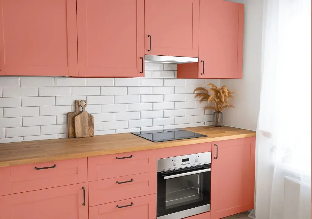 Benjamin Moore Passion Fruit kitchen cabinets