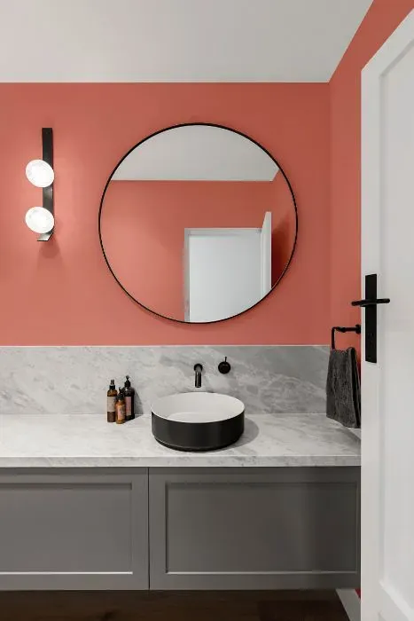 Benjamin Moore Passion Fruit minimalist bathroom