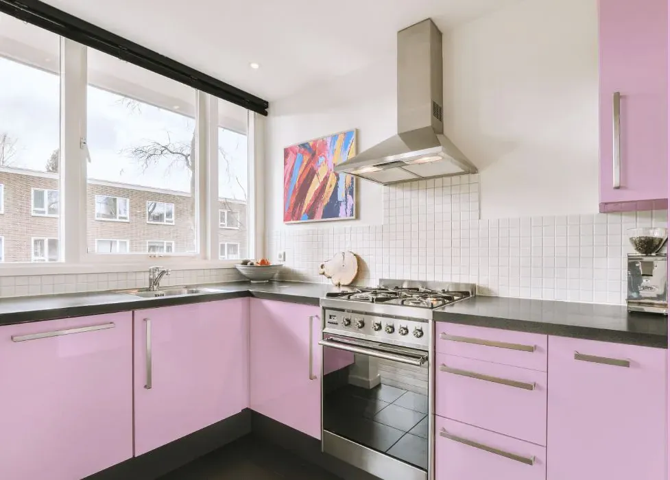 Benjamin Moore Passion Pink kitchen cabinets