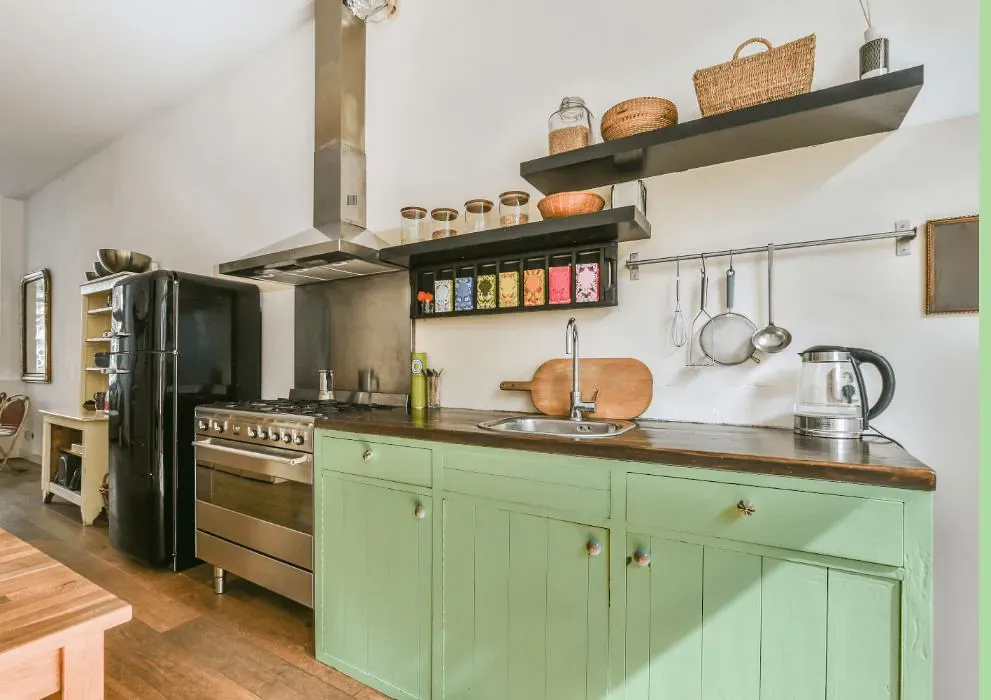 Benjamin Moore Pastel Green kitchen cabinets
