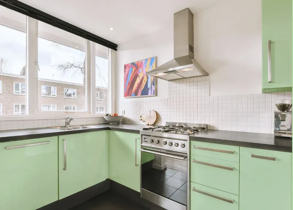 Benjamin Moore Pastel Green kitchen cabinets