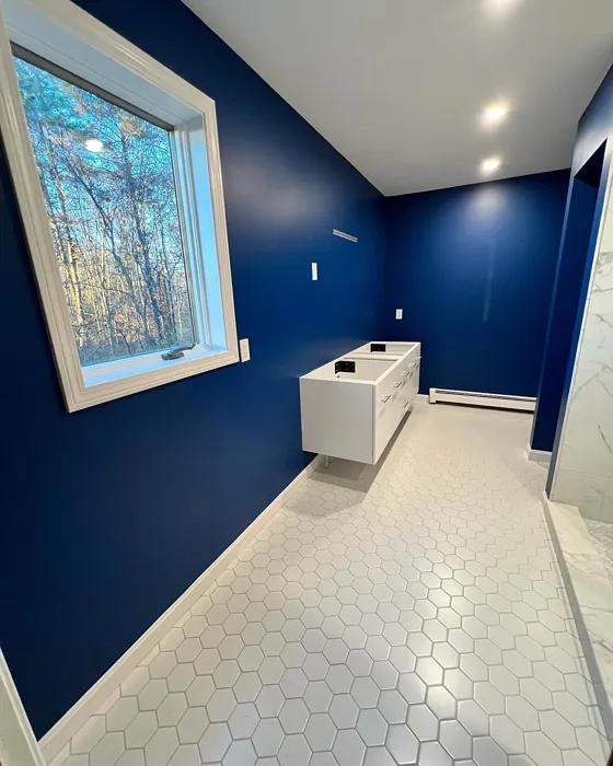 Benjamin Moore Patriot Blue bathroom color review