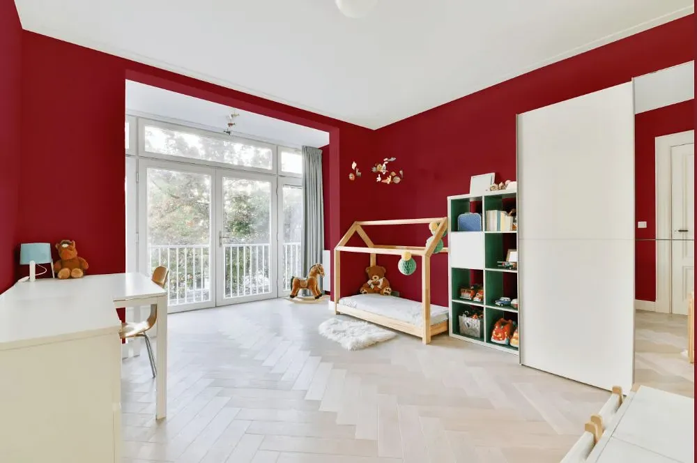 Benjamin Moore Patriot Red kidsroom interior, children's room