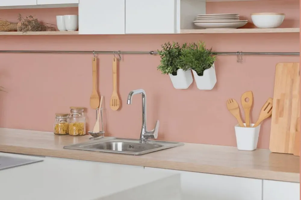 Benjamin Moore Peach Mousse kitchen backsplash