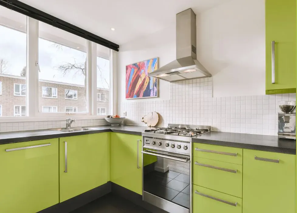 Benjamin Moore Pear Green kitchen cabinets