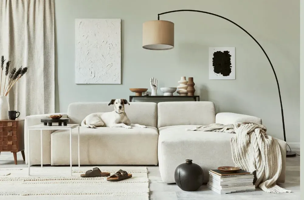 Benjamin Moore Pearl Gray cozy living room