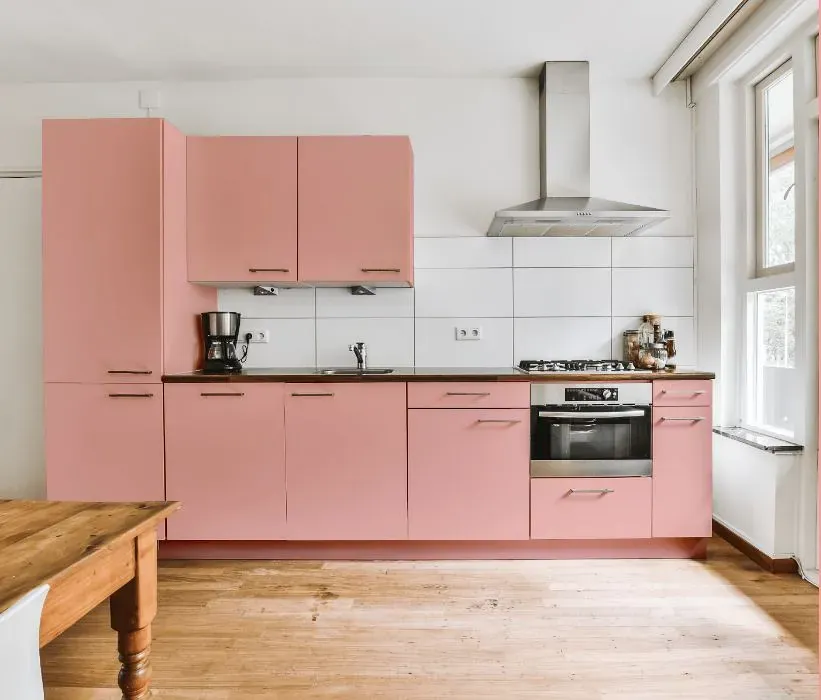 Benjamin Moore Pearly Pink kitchen cabinets