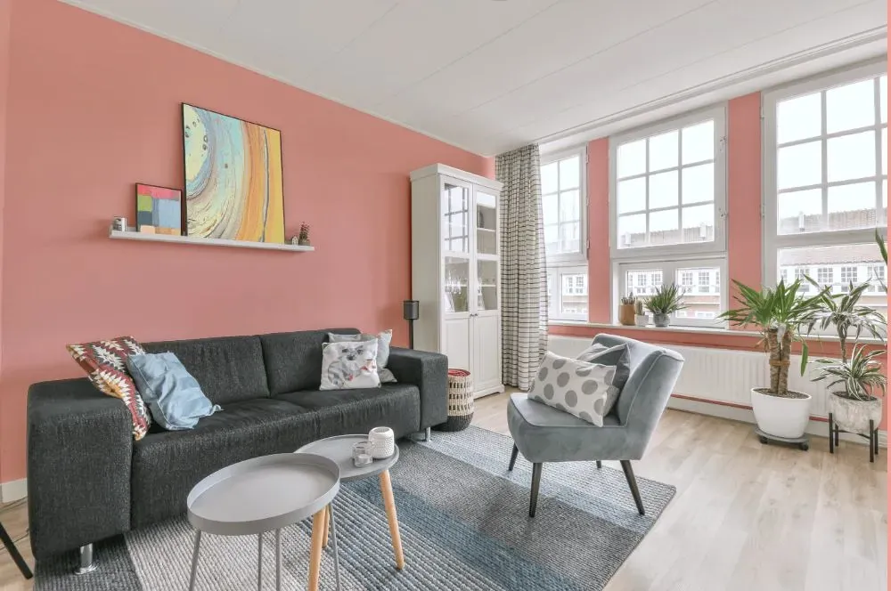 Benjamin Moore Pearly Pink living room walls