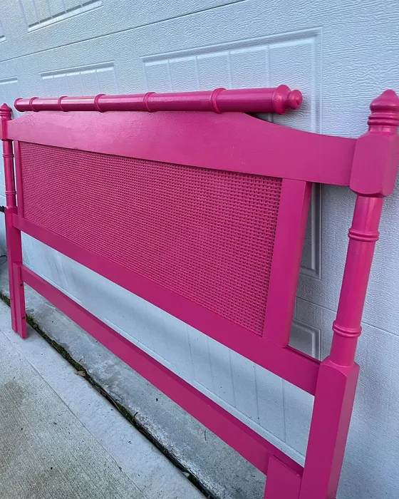 Benjamin Moore Peony painted bed headboard