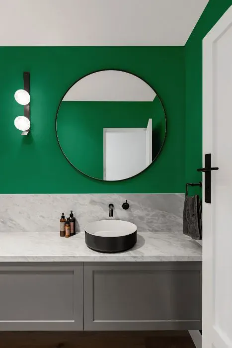 Benjamin Moore Peridot minimalist bathroom