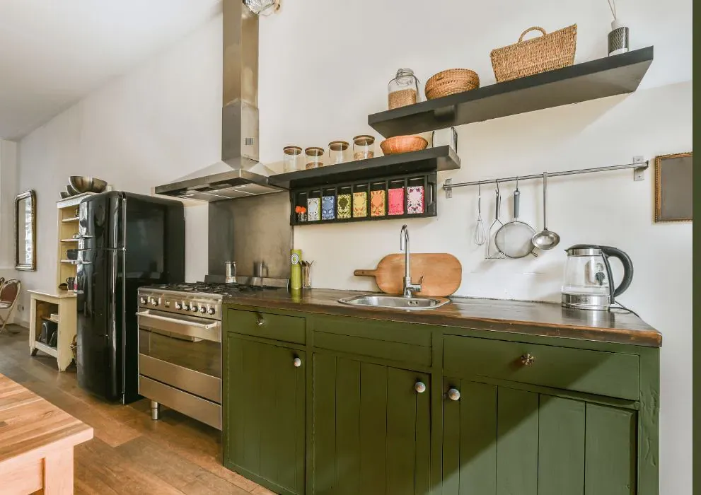 Benjamin Moore Pine Brook kitchen cabinets