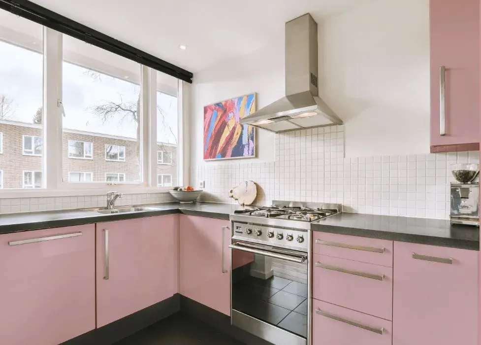 Benjamin Moore Pink Attraction kitchen cabinets