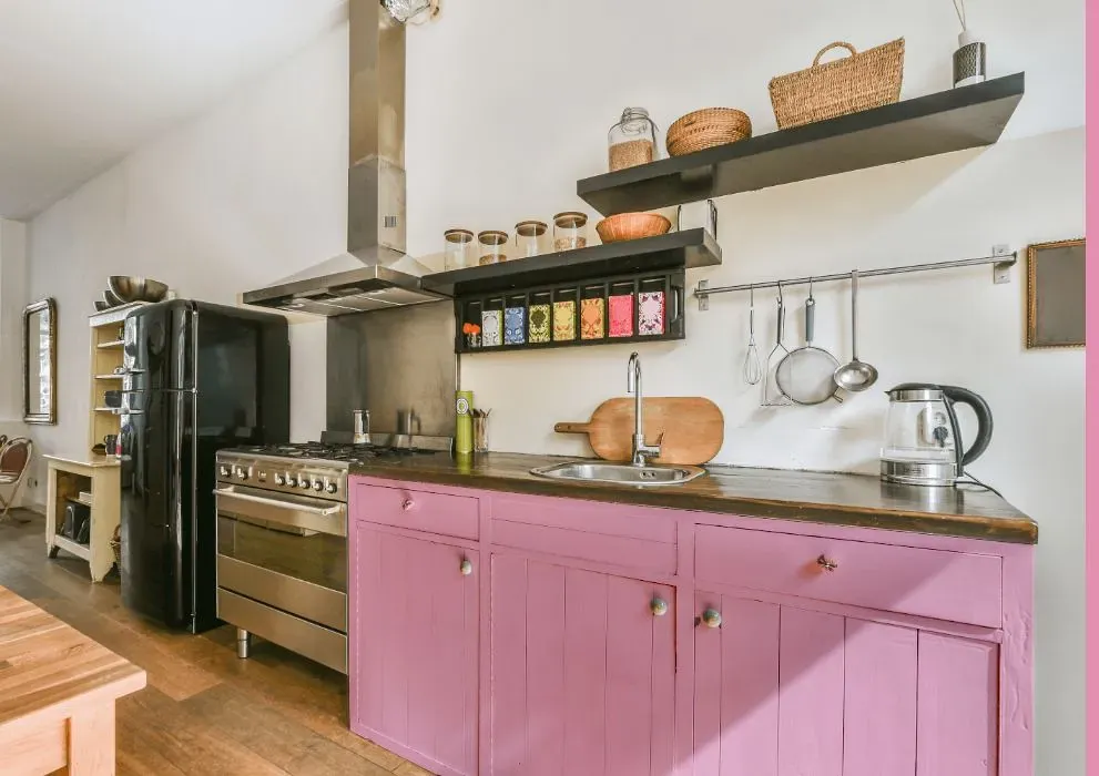 Benjamin Moore Pink Begonia kitchen cabinets