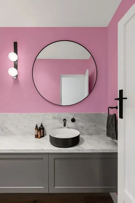 Benjamin Moore Pink Begonia minimalist bathroom
