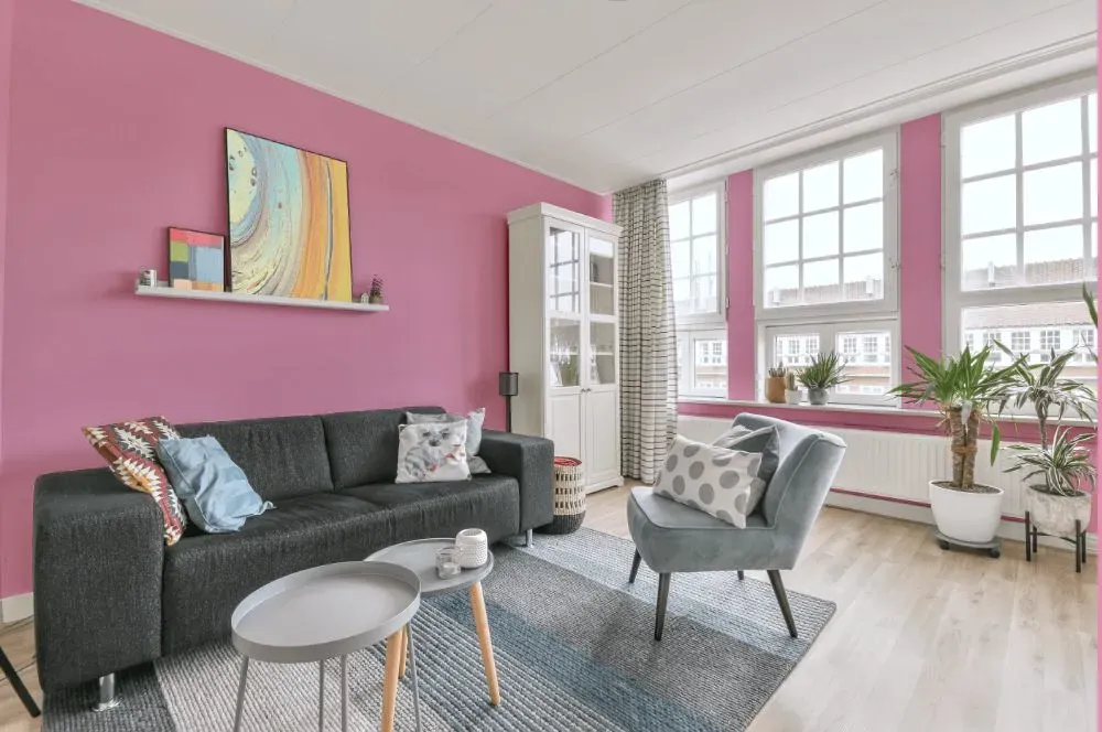 Benjamin Moore Pink Begonia living room walls