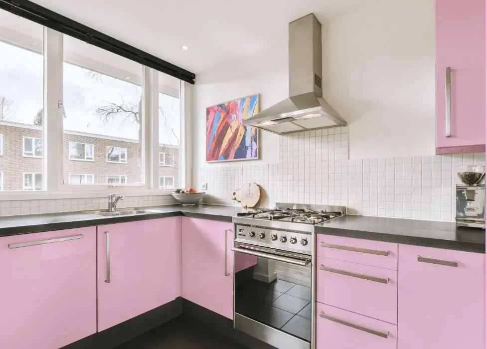 Benjamin Moore Pink Cherub kitchen cabinets