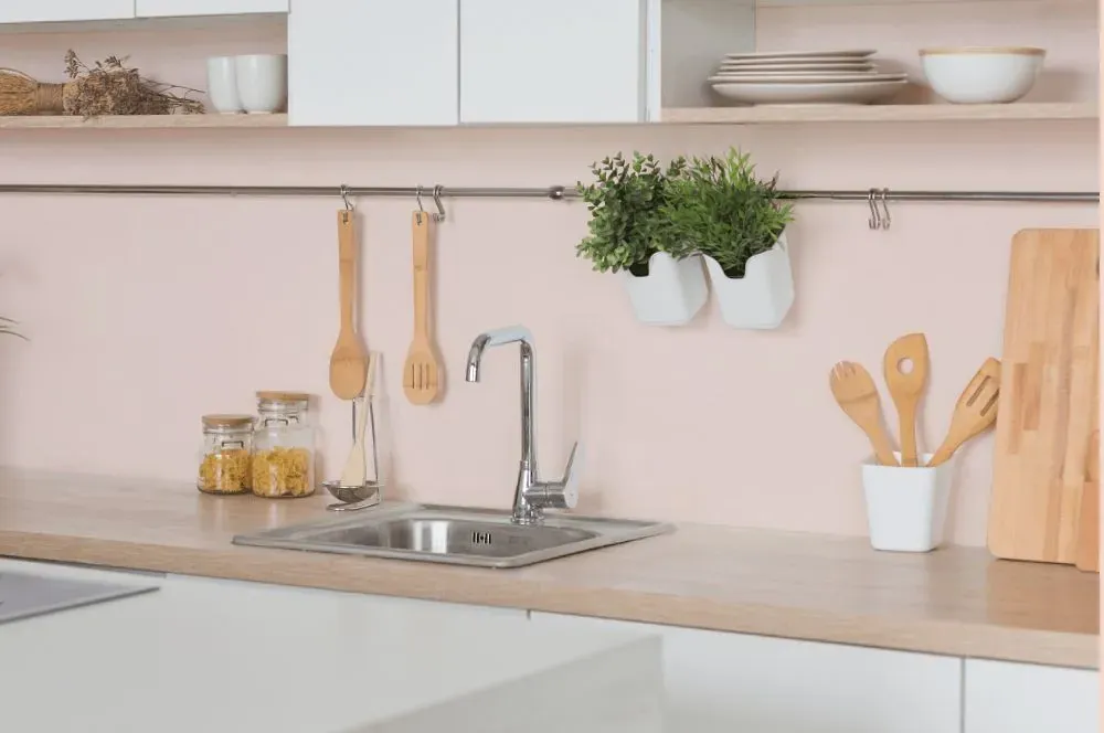 Benjamin Moore Pink Cloud kitchen backsplash