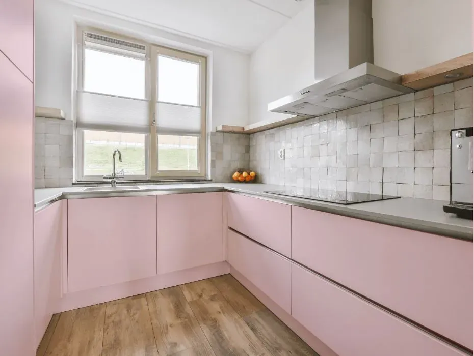 Benjamin Moore Pink Dynasty small kitchen cabinets