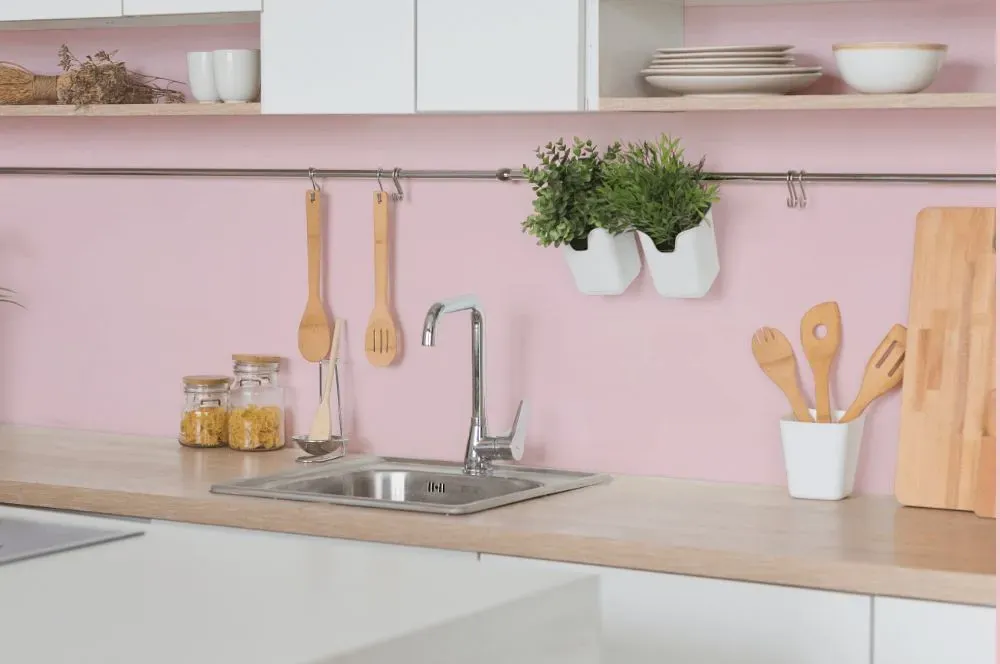 Benjamin Moore Pink Dynasty kitchen backsplash