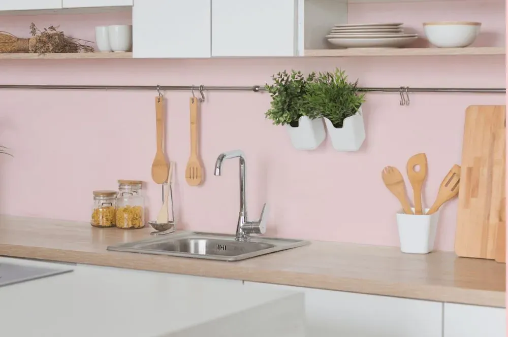 Benjamin Moore Pink Fairy kitchen backsplash