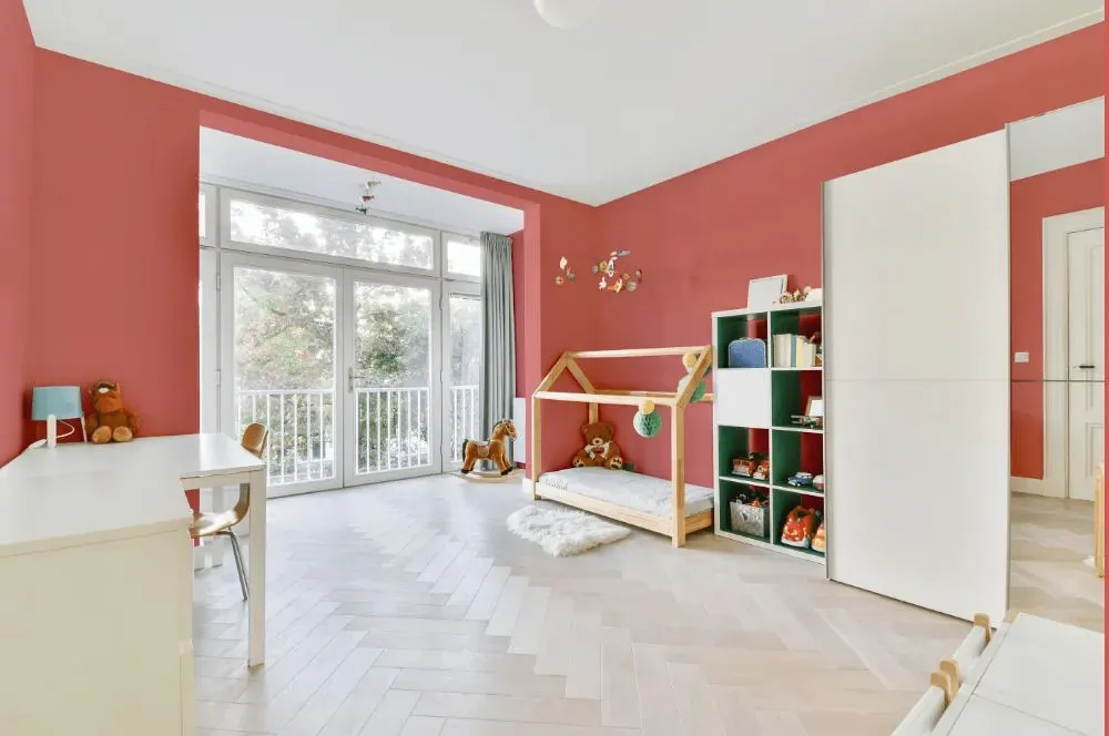 Benjamin Moore Pink Flamingo kidsroom interior, children's room