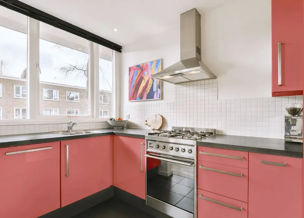 Benjamin Moore Pink Flamingo kitchen cabinets